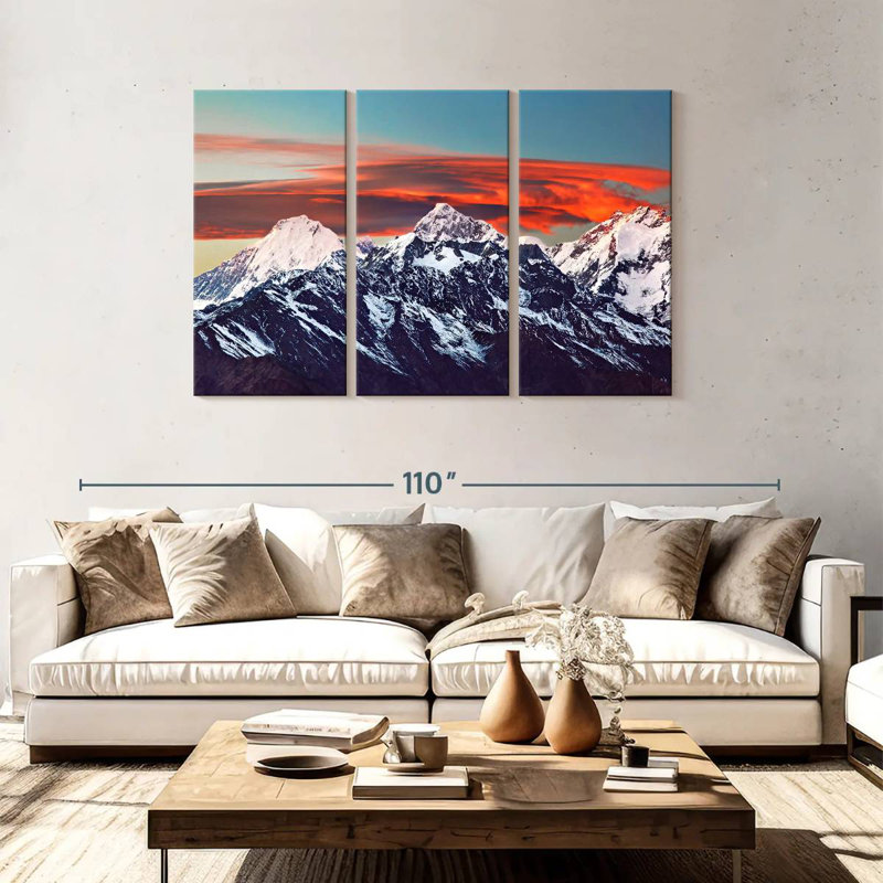 Coucher de soleil de l'Himalaya Alvord, H 48 po x l 74 po