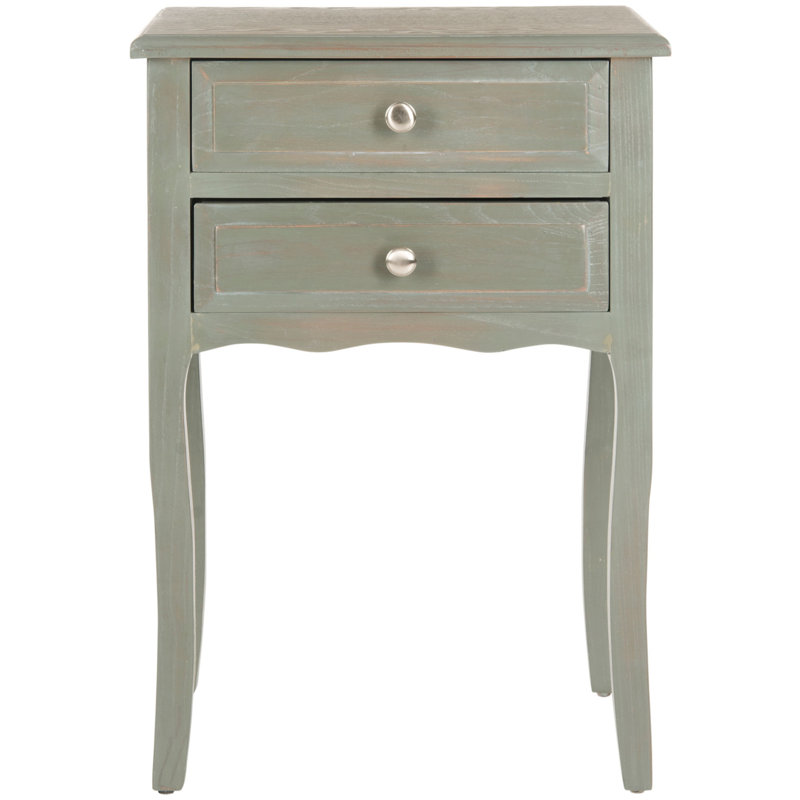 Elegant Faredo 19'' W Nightstand with 2 Drawers - French Style Wooden Classic End Table for Any Room, Ash Gray