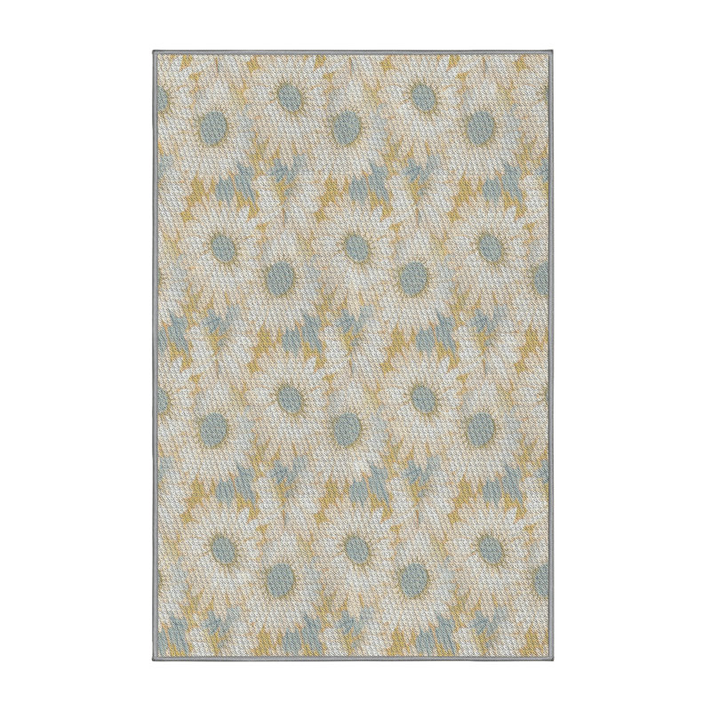 Tapis ivoire à motif floral, Rectangle 5 pi x 7 pi