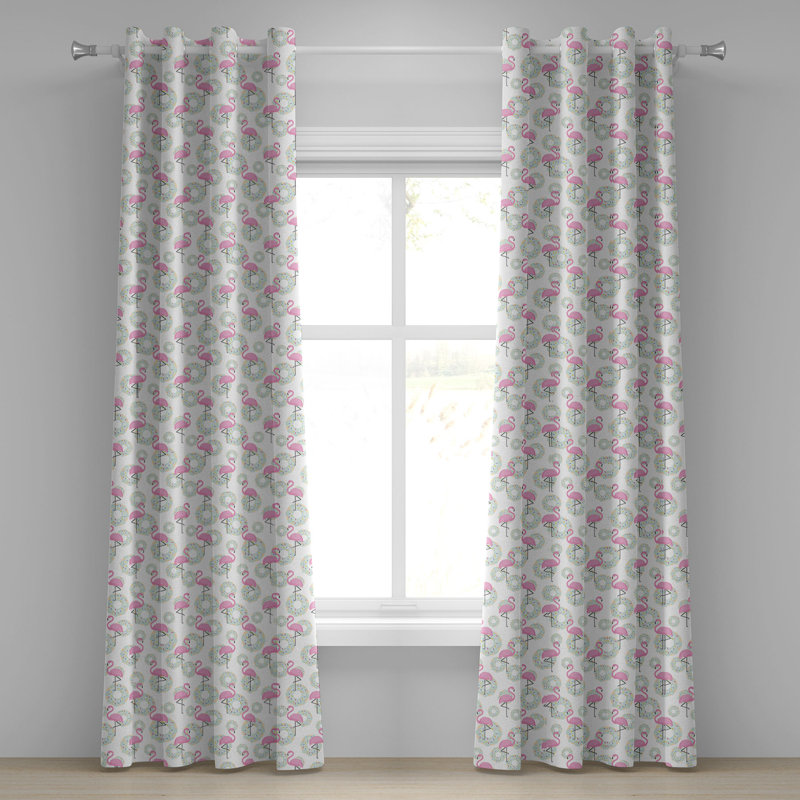 Rideau décoratif à œillets 2 panneaux Dakota Fields Flamingo, 50 po, rose, menthe, vert, beige, L 50 po x L 72 po