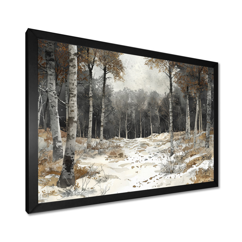 Winter Woodland Forest Landscape II - Art mural forêt, H 12 po x l 20 po, Reproduction encadrée d'une seule photo sans pass