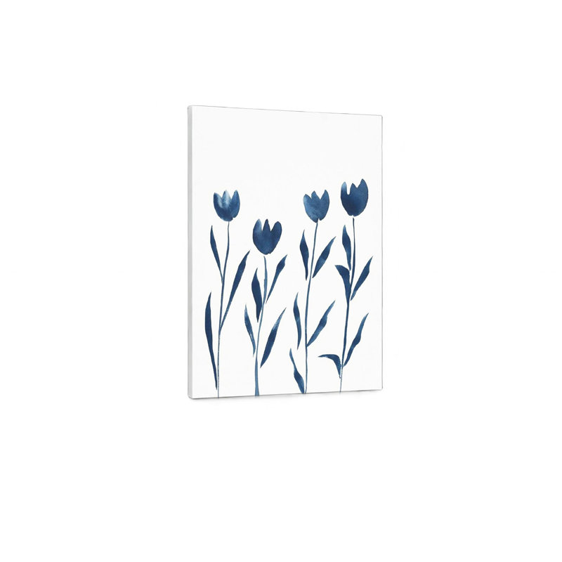 "Blue Indigo Tulips" sur toile blanche de qualité supérieure, 24 x 18 pouces, décoration pour salon, chambre à coucher