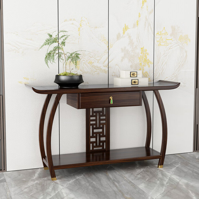 Chinese style full solid wood console table, 34.6" H x 62.9" W x 15.7" D