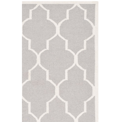 Rodgers Hand Woven Flat Weave Wool/Cotton Geometric Rug in Gray/Black