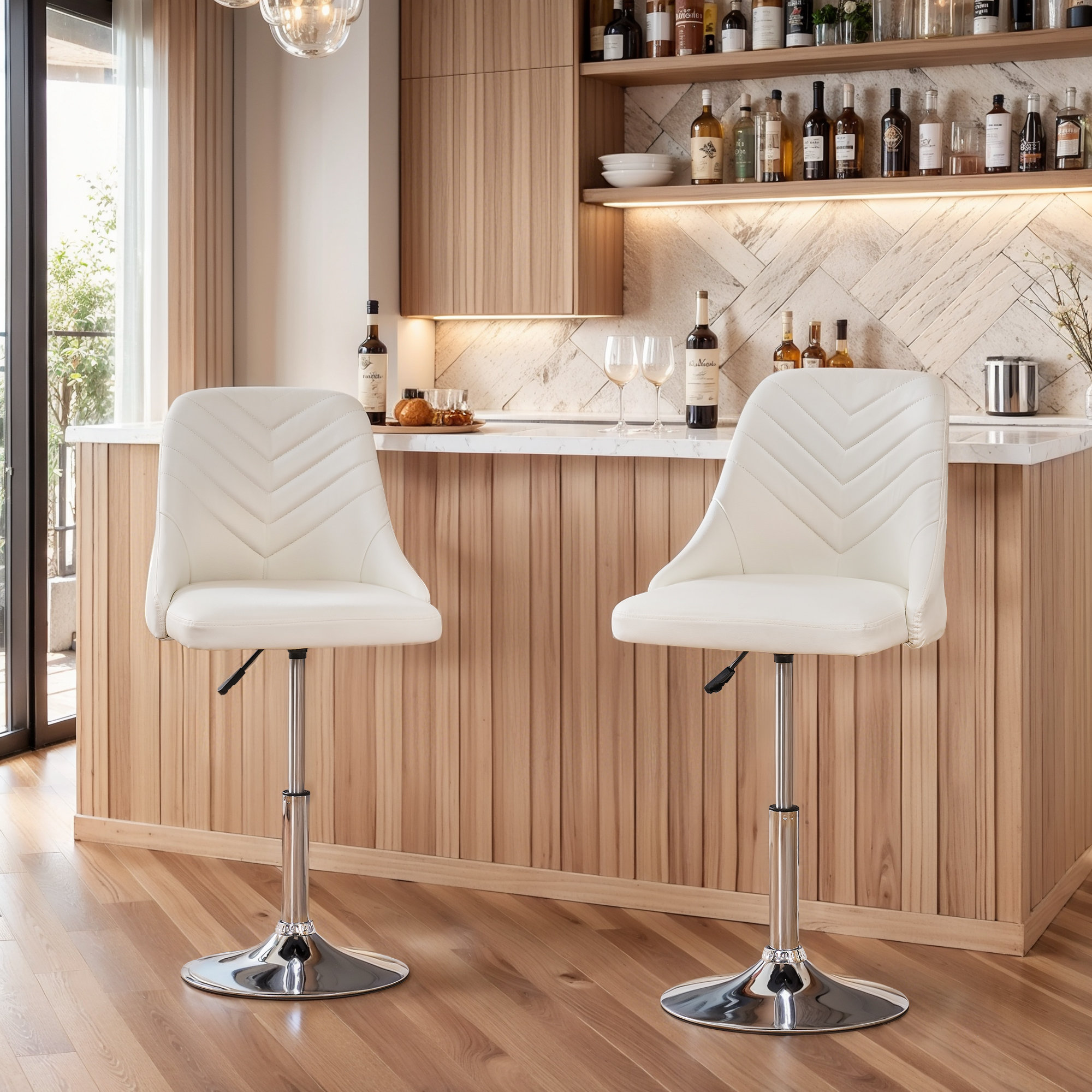 Ivy Bronx 2 Pcs Swivel Vanity Chair, Height Adjustable Makeup Chair ...