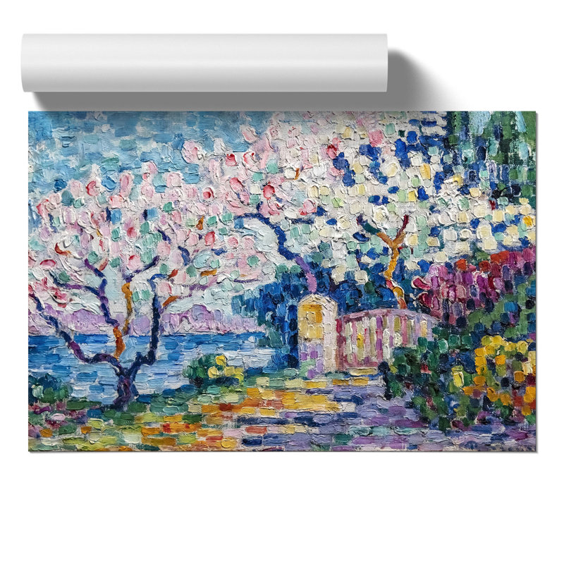 Blossoming Almond Trees by Paul Signac - No Frame Painting, 42cm H x 59cm W x 0.1cm D