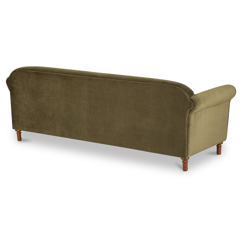 Harmony Sofa Dark Brown Faux Mohair, Deep Sage Faux Mohair