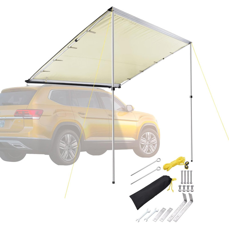 Yescom 6.7X8.2Ft Car Side Awning Pu2000mm UV50+, Beige, 84"H x 98"W x 98"D