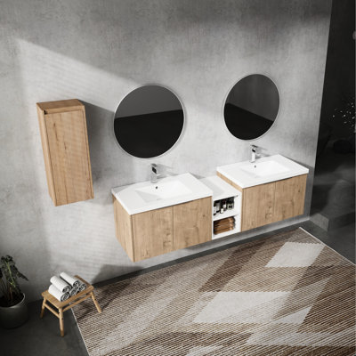 72" Bathroom Vanity With Sink And Side Drawer Unit - Modern Appeal Cupboard Cabinet