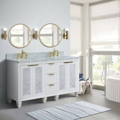 Ensemble de meuble-lavabo double 61 "avec miroir Schreck