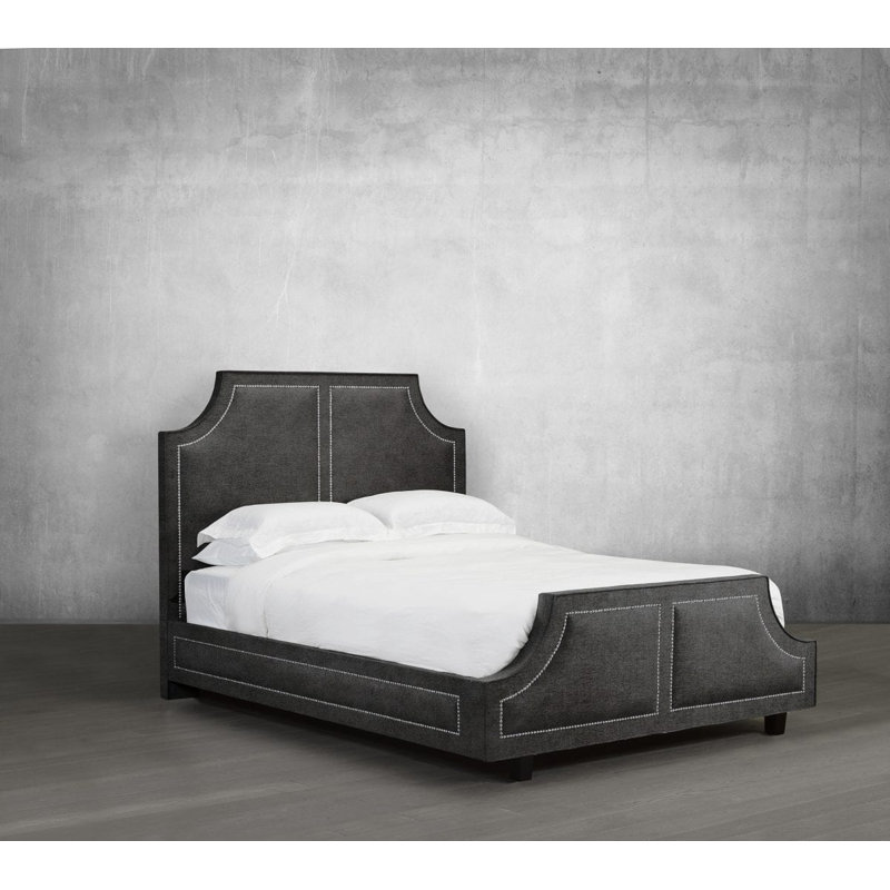 Lit plateforme en tissu d’ameublement Stoller, Double, Similicuir - pierre
