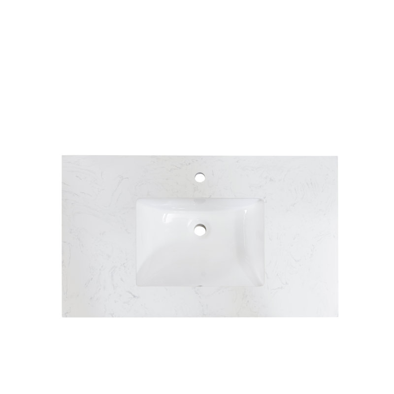 Aosta White Composite Stone 37" Vanity Top with Sink