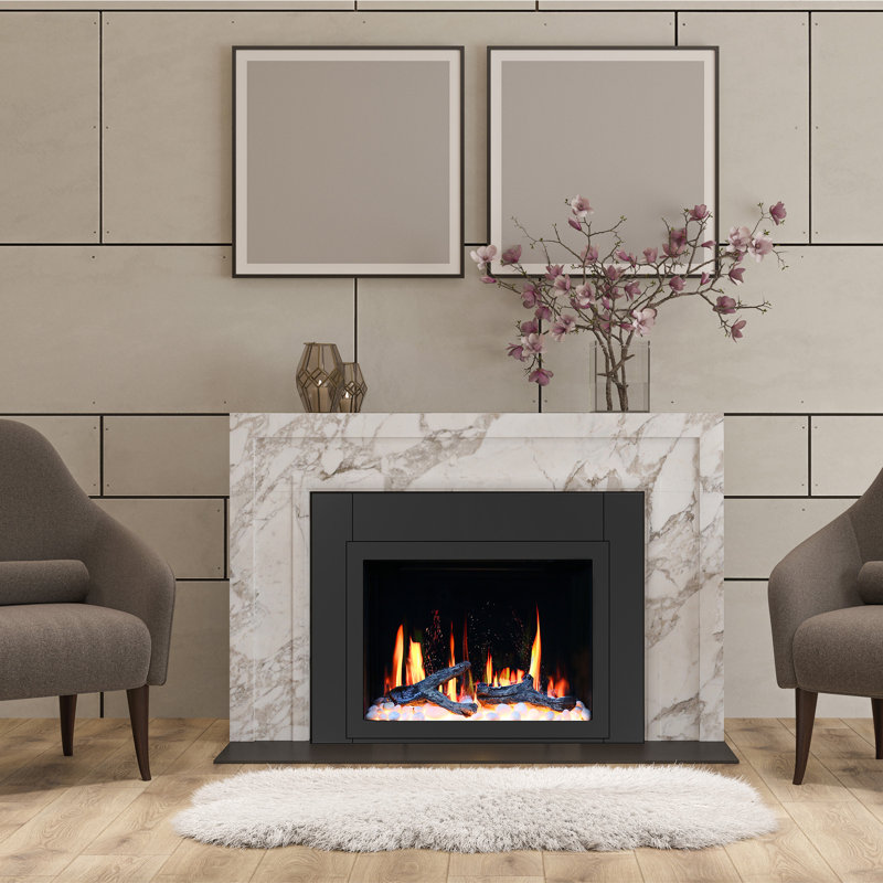 Insertion de foyer électrique intelligent 38 po Litestar ZEF38VC - Contrôle d'application WiFi, bûches respirantes avec décor de roches de glace pilée, couleurs de flammes multiples, bruit de craquement, chauffage de foyer intégré