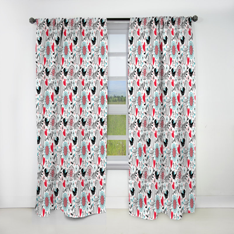 Rideau simple occultant à motif floral romantique - Nature Modern Kids, L 52 po x L 90 po