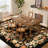 Vintage Floral Rug 4x6 Washable Rug with Non Slip TPR Rubber Backing, Indoor Botanical Carpets, Soft Thin Non Shedding Floor Covering, Low Pile Foldable Mats for Nursery Dining Room, Black-1834378059-1834378071