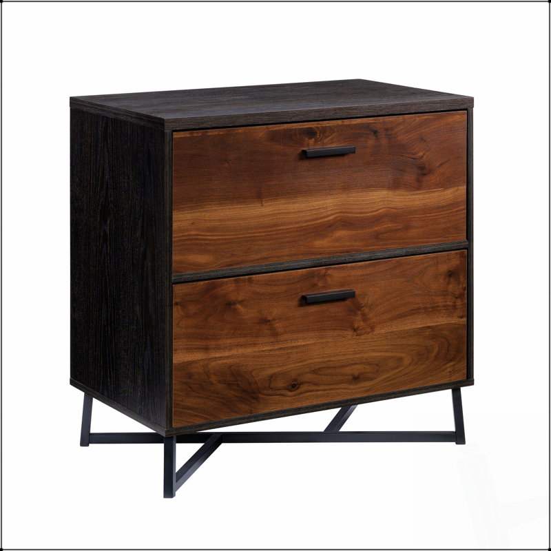 Classeur latéral avec design moderne, finition noyer foncé pour une organisation de bureau élégante et efficace