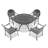 5-Piece Set Of Cast Aluminum Patio Furniture With Black Frame And Blue Seat Cushions(Same Sku:W1710S00093)-1090281738