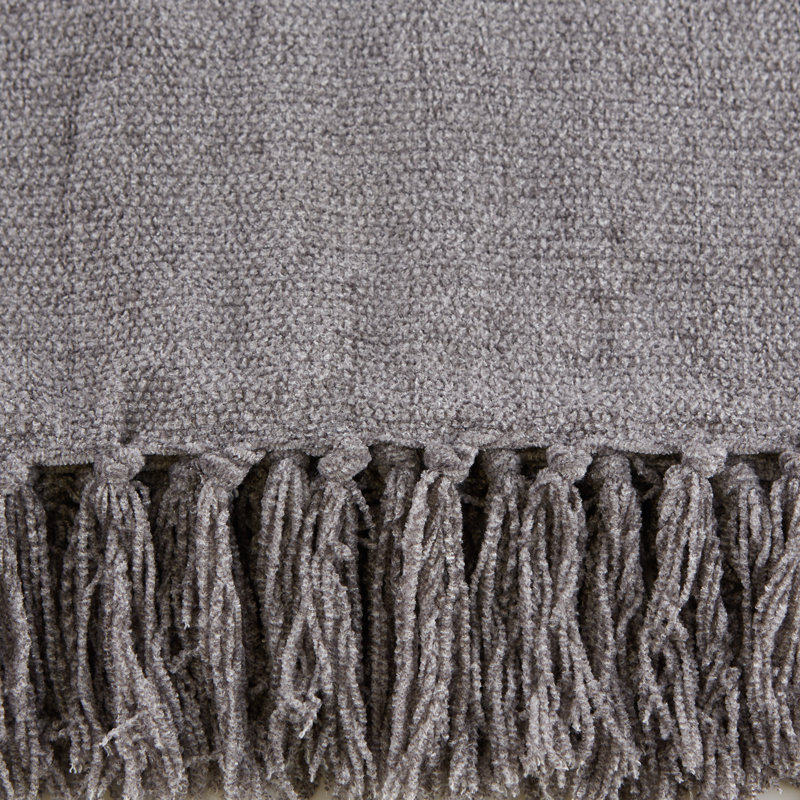 Jeté doux en chenille, Gris