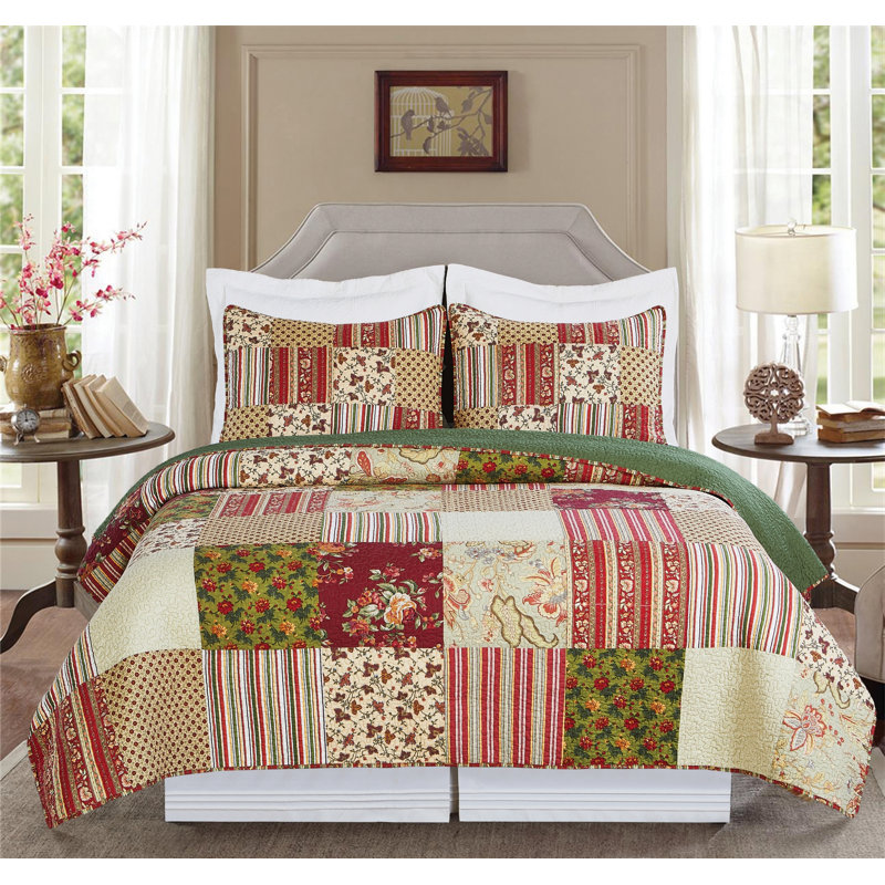 Ember Cotton Reversible Quilt Set, King Quilt + 2 Standard Pillow Shams