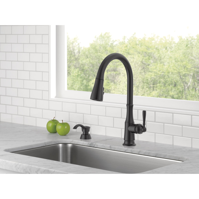 Robinet d'évier de cuisine avec diffuseur de savon Capertee, Noir mat