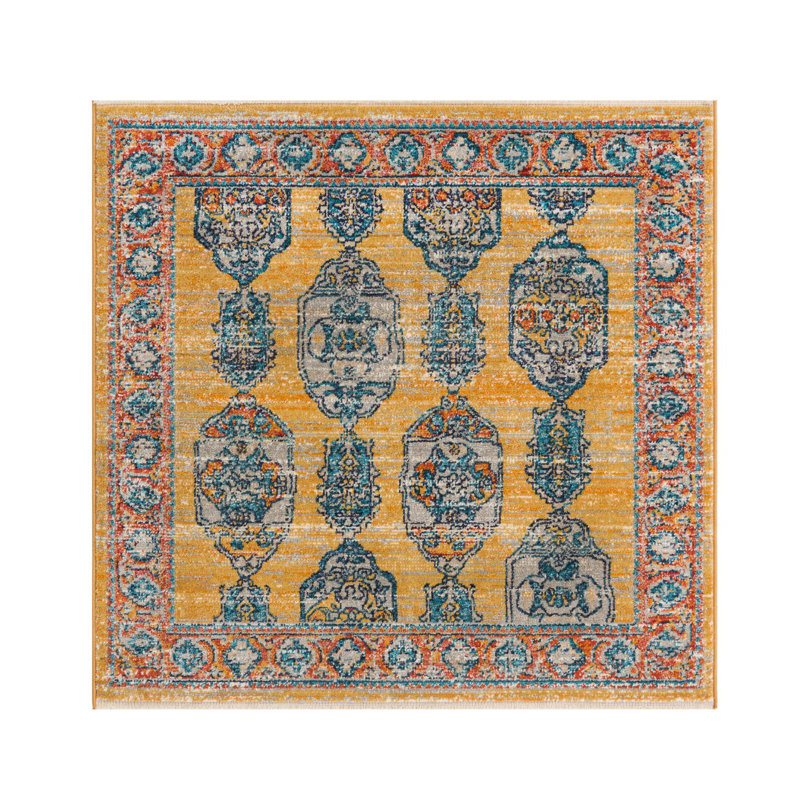 Tapis jaune Alkire, Carré 3 pi 11 po