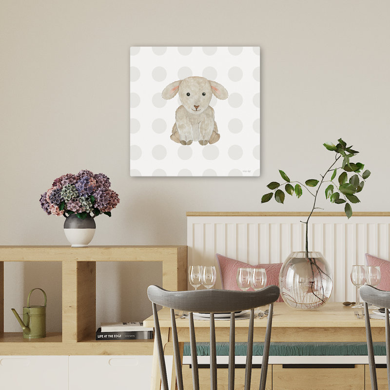 Bébé agneau, art contemporain, H 18 po x l 18 po