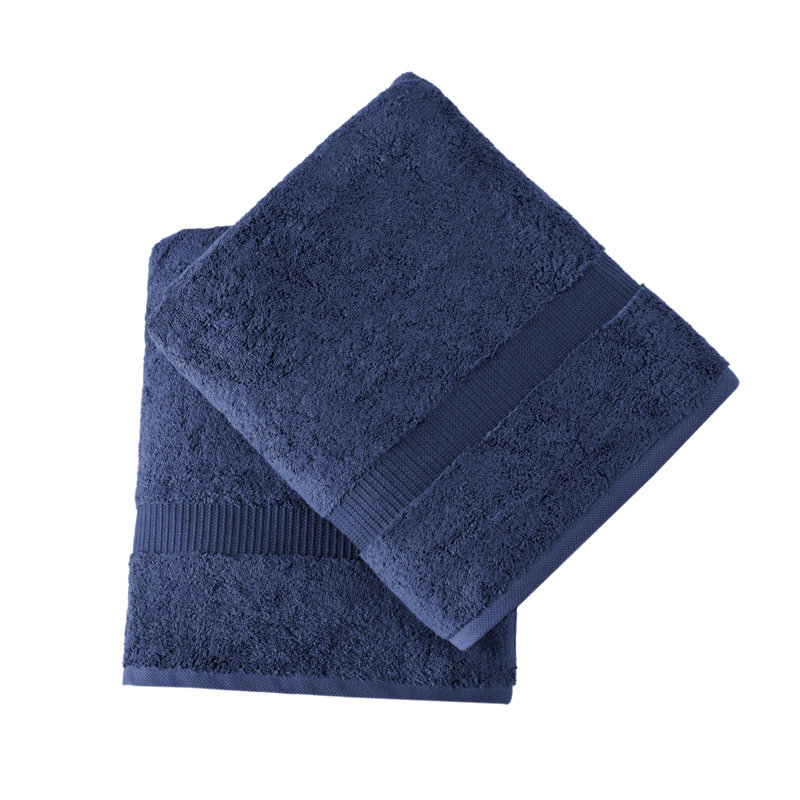 Motto 2 Piece Bath Sheet Towel Set %100 Turkish Cotton , Navy