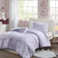 Édredon pour lit simple avec 2 taies décoratives et coussin en forme de cœur - Microfibre lavande avec pampilles