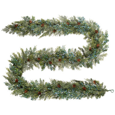 Naturally Soft 9 Foot. Unlit Juniper Berry and Pinecone Garland