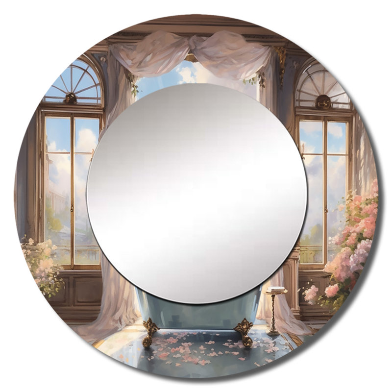 Décoration murale papillons muraux de salle de bain III - Miroir floral rond pour salle de bain_MTMIR62597, 29 po x 29 po