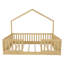 Lit double surélevé avec rails hauts, lit Montessori en bois avec lumière pour enfants, garçons et filles, naturel