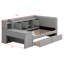 Lit de jour rembourré avec tiroirs, tablettes, armoires rabattables et table d'appoint-114217340