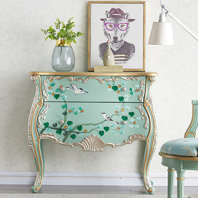 Painted Vintage Solid Wood Accent Cabinet