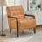 Velsen 26" Mid-Century Modern Accent Chair with Top Grain Leather, Solid Wood Arms, High-Density Foam over Pocket Coils-730864803