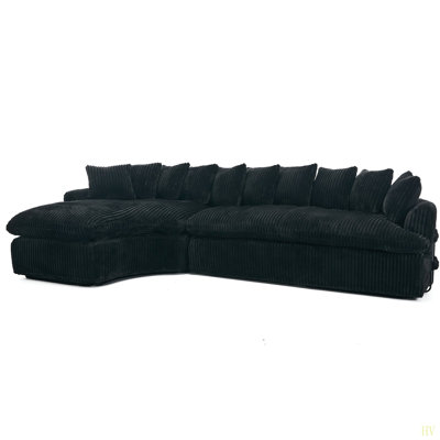 127''  Large Sectional Sofa ,Elegant Curved Design ,High-Resilience Foam ,Ten Back Cushions,L-Shape Left Sofa,No Assembly  Required(-Soft Fabric)