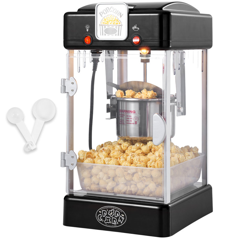 Popcorn Popper Machine Tabletop Popcorn Maker 300W 2.5 Oz, Black