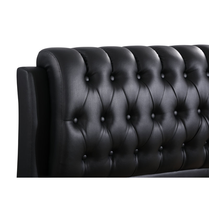 Marilla Vegan Leather Standard Bed, Queen, Black