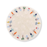 Wool Area Rug in Beige/Orange/Blue