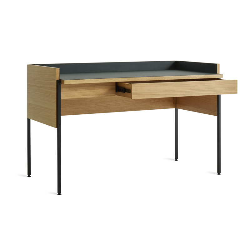 Tabloid Solid Wood Writing Desk, Navy Green/White Oak