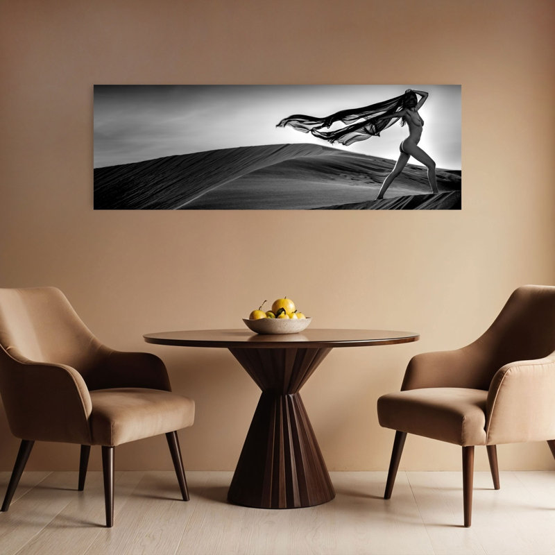 «Desert Nude Flowing Dramatic Elegant Serene Landscape Nature», art mural, H 16 po x l 48 po