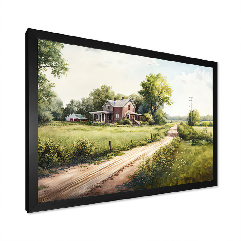 «Beautiful Barn In Spring IV», art mural sur toile, H 16 po x l 32 po x P 1 po, Cadre noir