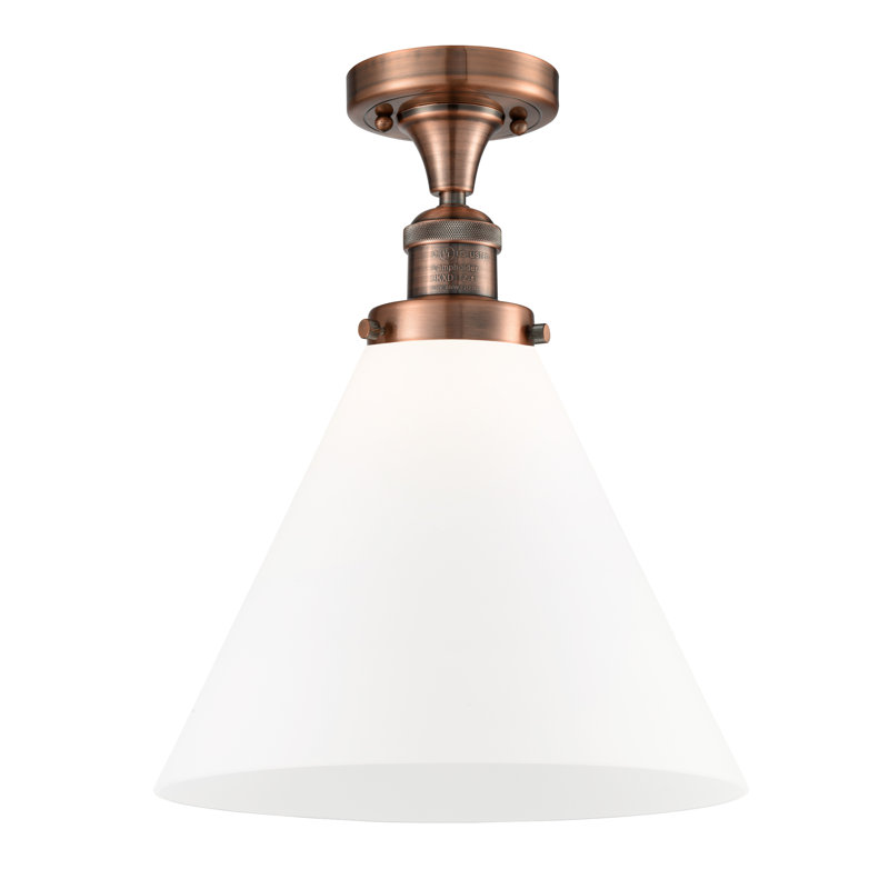 Plafonnier semi-encastré 1 lumière 12 po Chris, Boîtier blanc mat, Ampoule DEL 6 watts Vinage, Cuivre antique