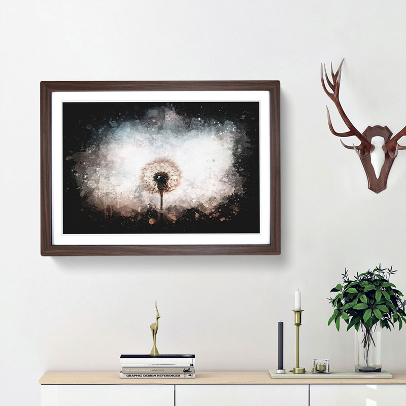 Dandelion Paint Splash - Framed Print, Walnut Framed, 62cm H x 87cm W x 2cm D