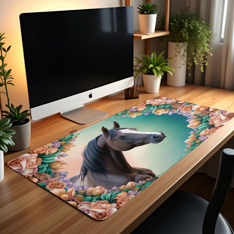 Majestic Floral Horse Desk Mat, 31.5x15.5
