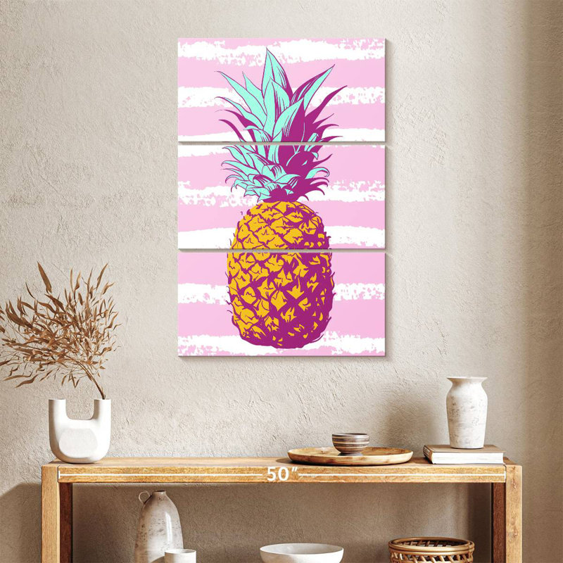 Ananas à rayures pastel, H 32 po x l 20 po