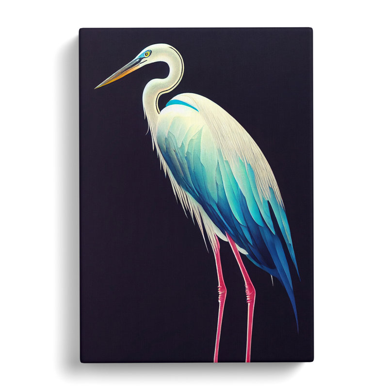 Heron Bird Cyberpunk - Wall Art, 50cm H x 35cm W x 3cm D, Canvas