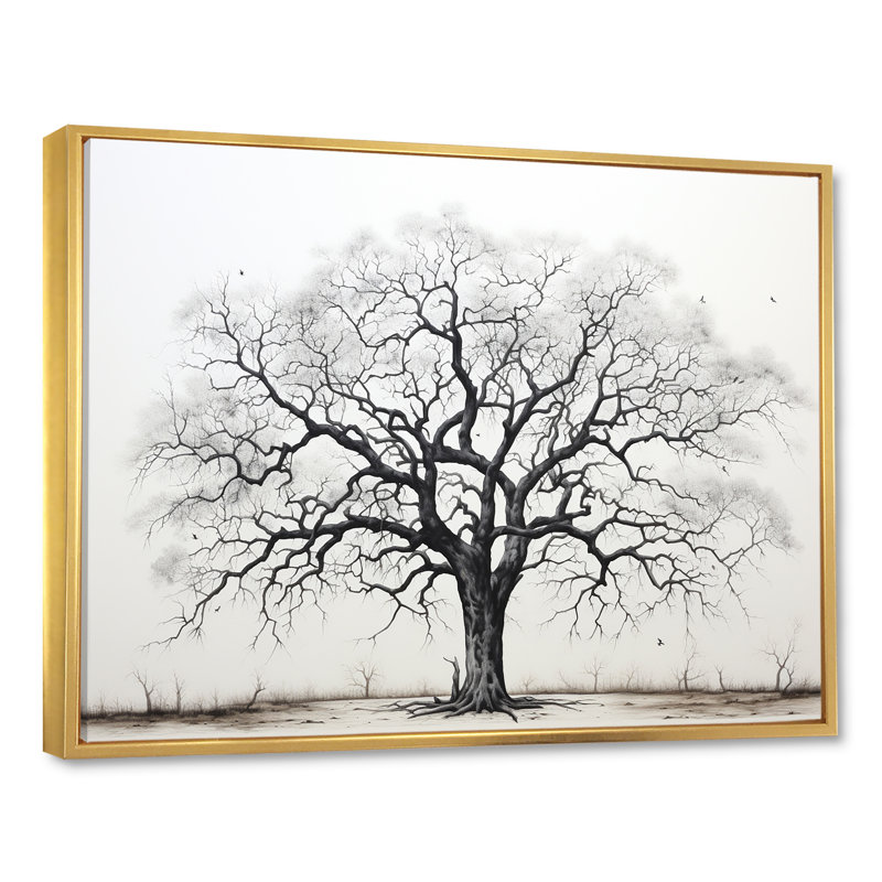 Minimalisme, arbres en chêne noir et blanc II, art mural sur toile de chêne, H 34 po x l 44 po x P 1,5 po