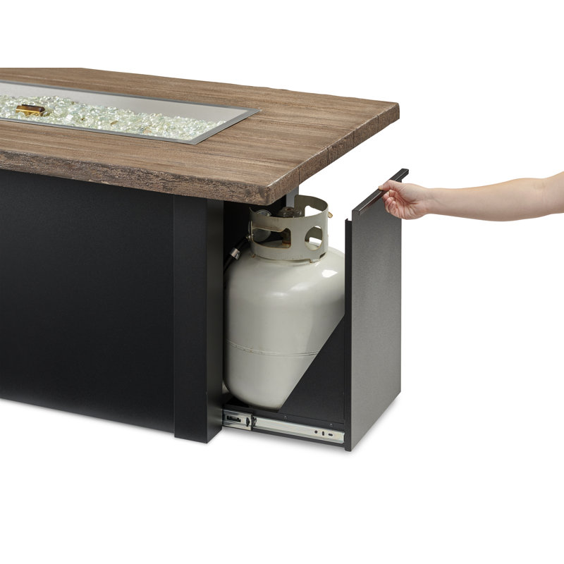 Havenwood Rectangle Smokeless Fire Pit Table with Hidden Fuel Tank, Black 