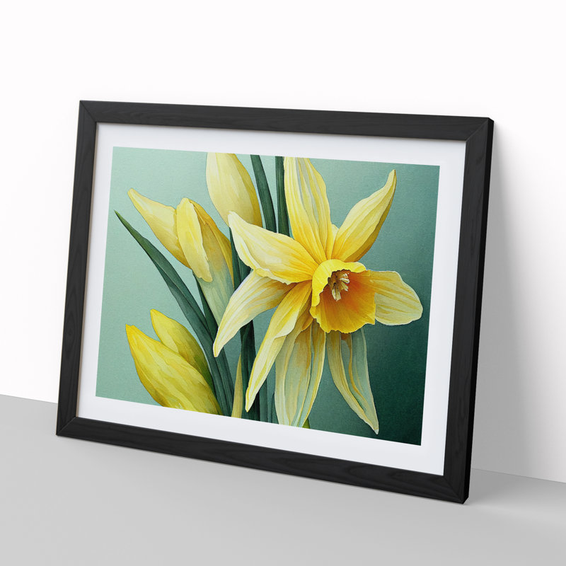 Welcoming Daffodil Flowers - Framed Print, Black Framed, 46cm H x 64cm W x 2cm D