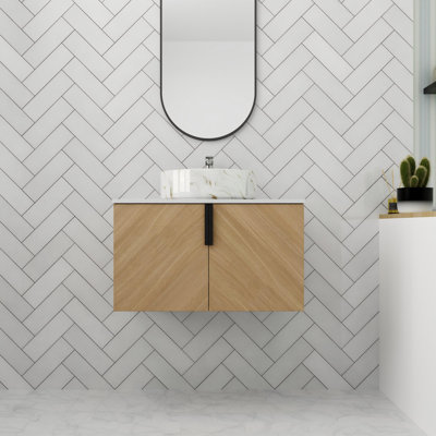 Meuble-lavabo 30 po avec lavabo vasque, meuble-lavabo flottant avec 2 portes à fermeture douce